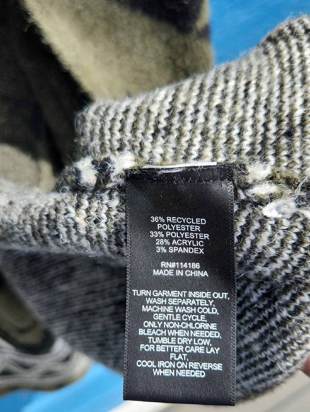 FRYE Olive and Black Geometric Open-Front Cardigan - Picture 4 of 6